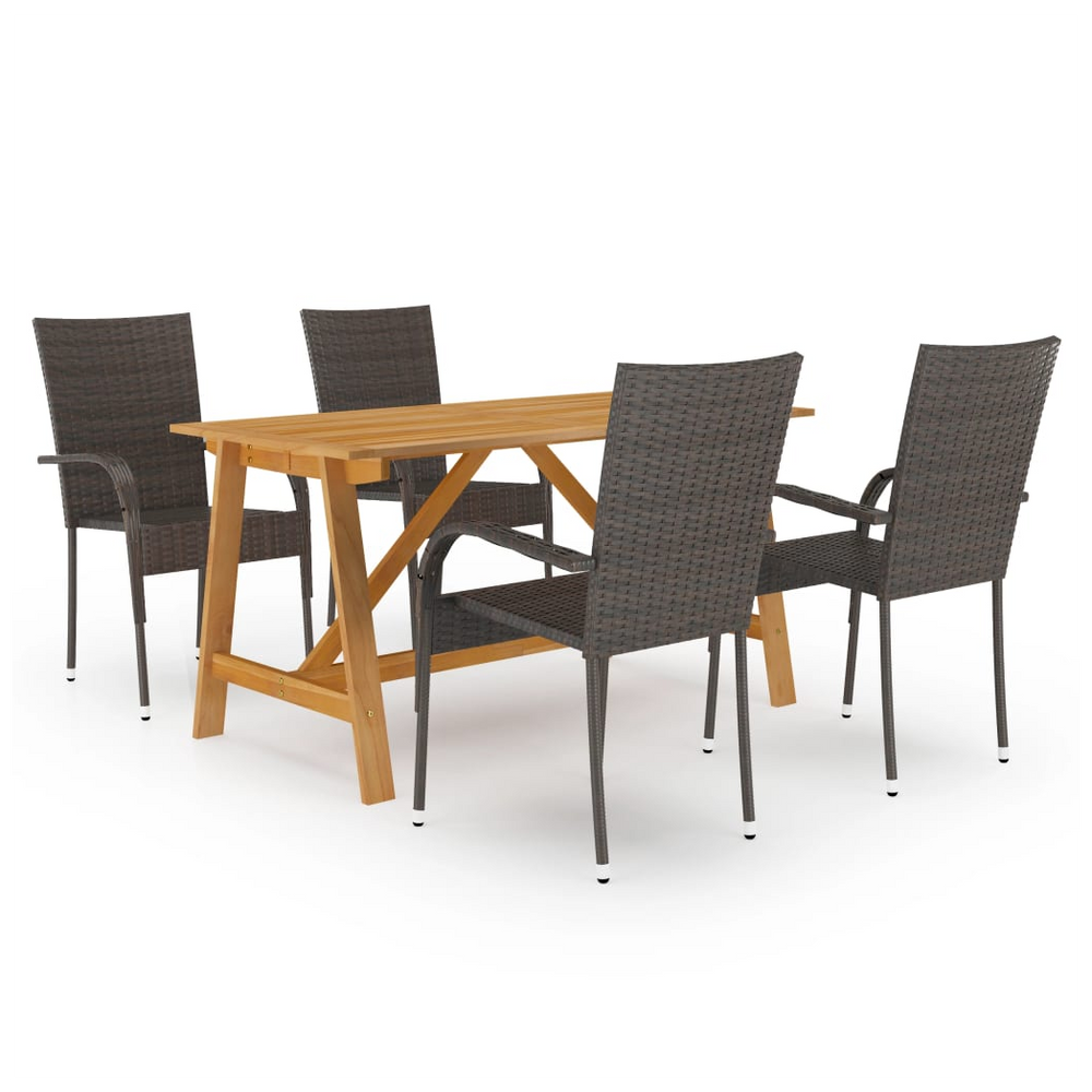 5 Piece Garden Dining Set Brown - anydaydirect