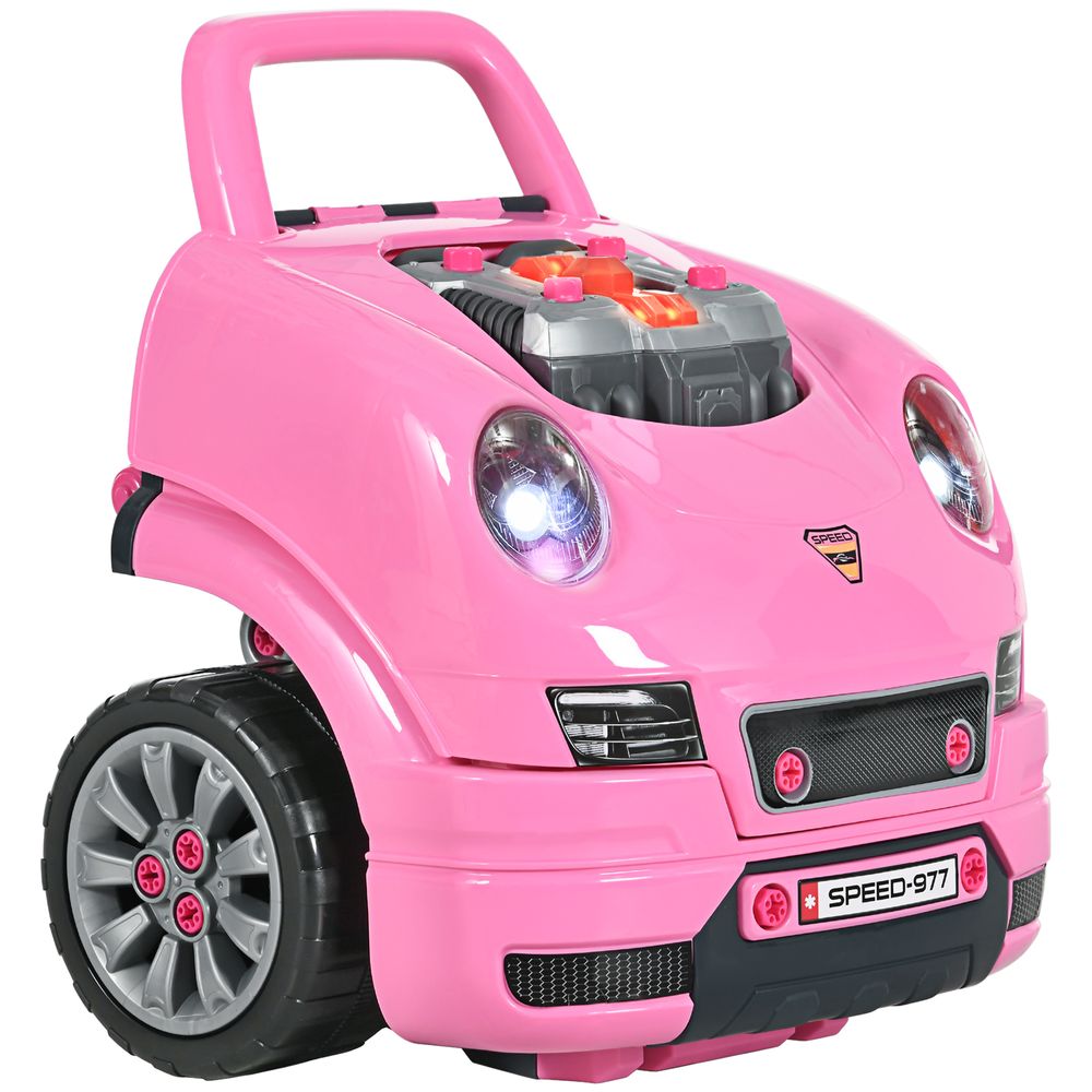 Kids Truck Engine Toy Set w/ Horn Light Car Key Age 3-5 Years, Pink - anydaydirect