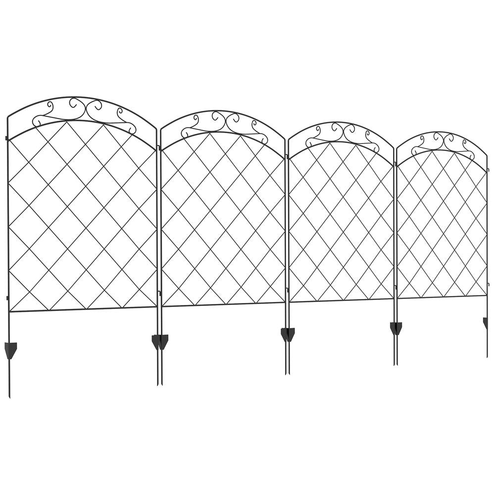 Outsunny 4PCs Decorative Garden Fencing 43in x 11.4ft Steel Border Edging Swirls - anydaydirect