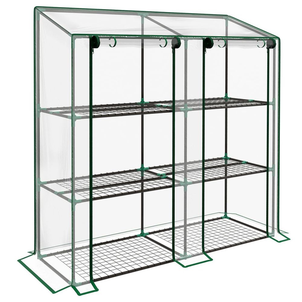 Outsunny Mini Green House with 3 Tier Shelves, 151H x 143W x 46Dcm, Clear - anydaydirect