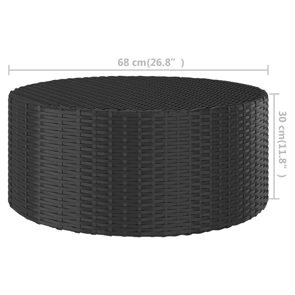 Tea Table Black 68x68x30 cm Poly Rattan - anydaydirect