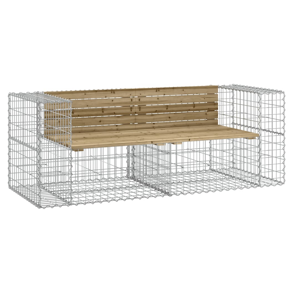 vidaXL Garden Bench Gabion Design 184x71x65.5 cm Impregnated Wood Pine - anydaydirect