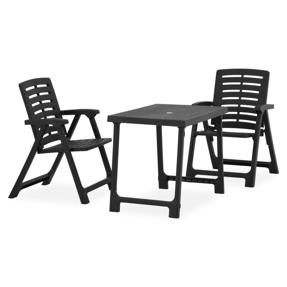 3 Piece Folding Bistro Set Plastic Grey - anydaydirect