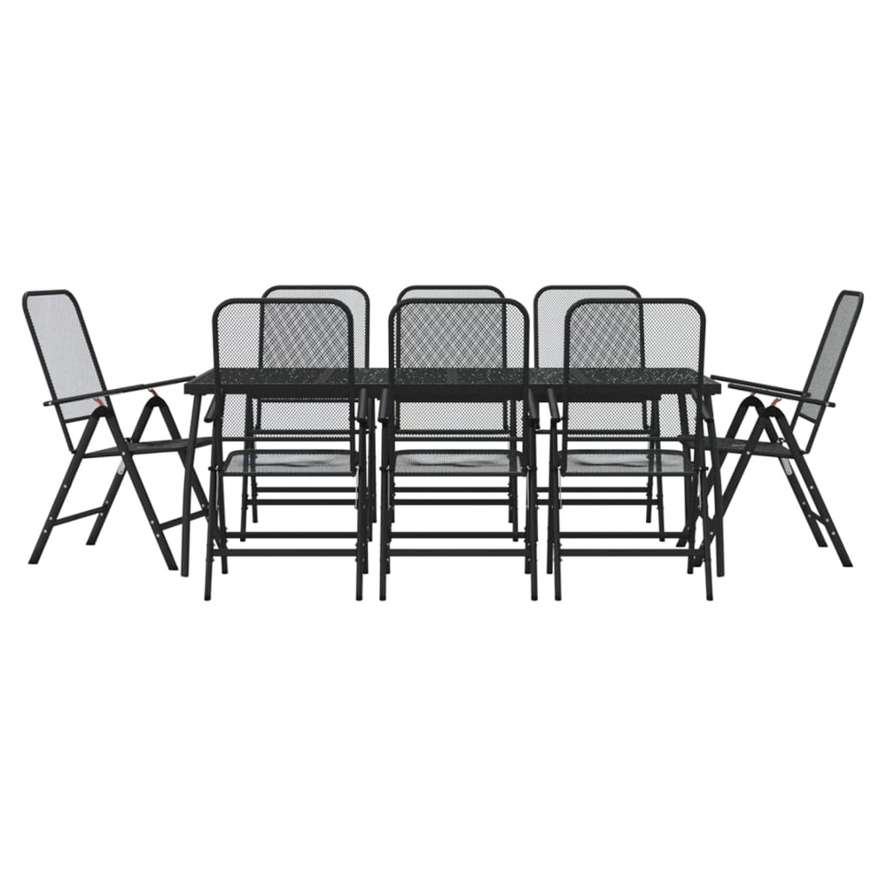 vidaXL 9 Piece Garden Dining Set Anthracite Metal Mesh - anydaydirect