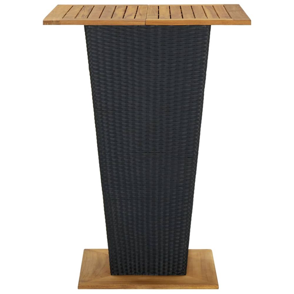 Bar Table Black 80x80x110 cm Poly Rattan and Solid Acacia Wood - anydaydirect
