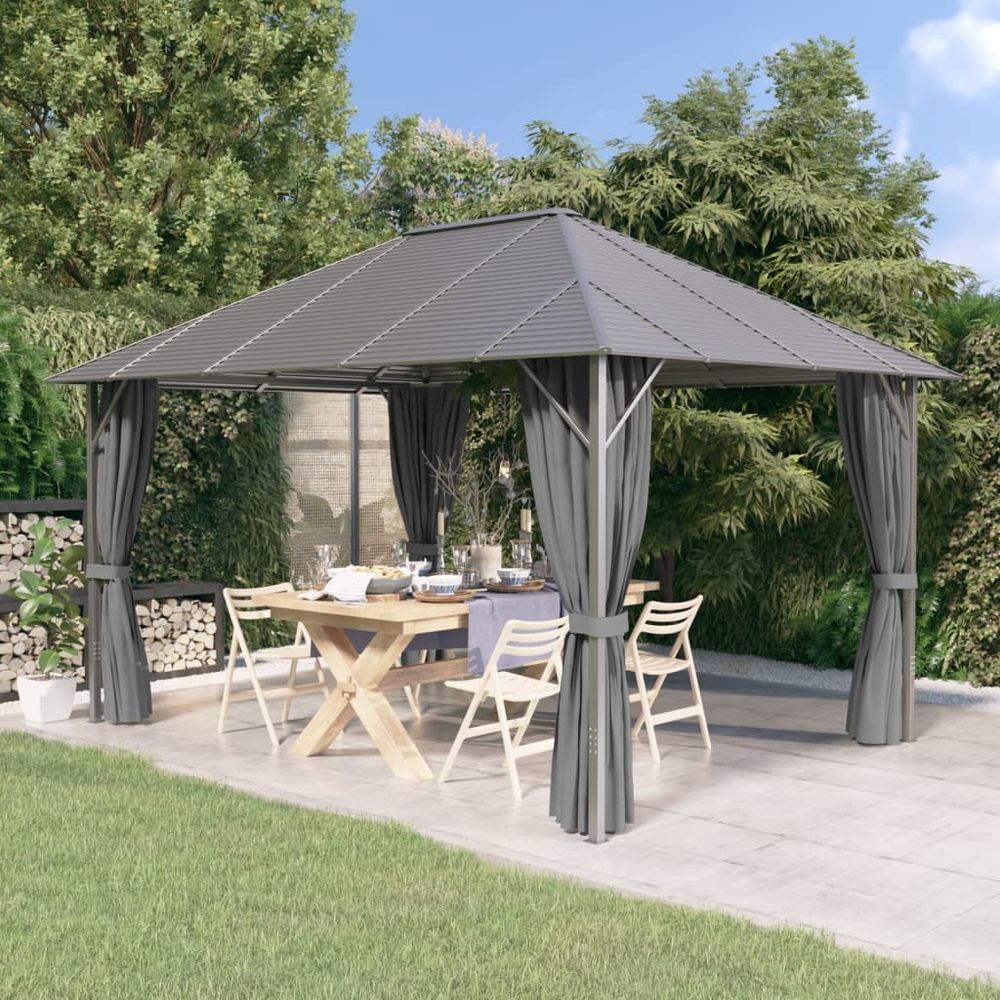 Gazebo with Sidewalls&Roof 4x3 m Anthracite - anydaydirect