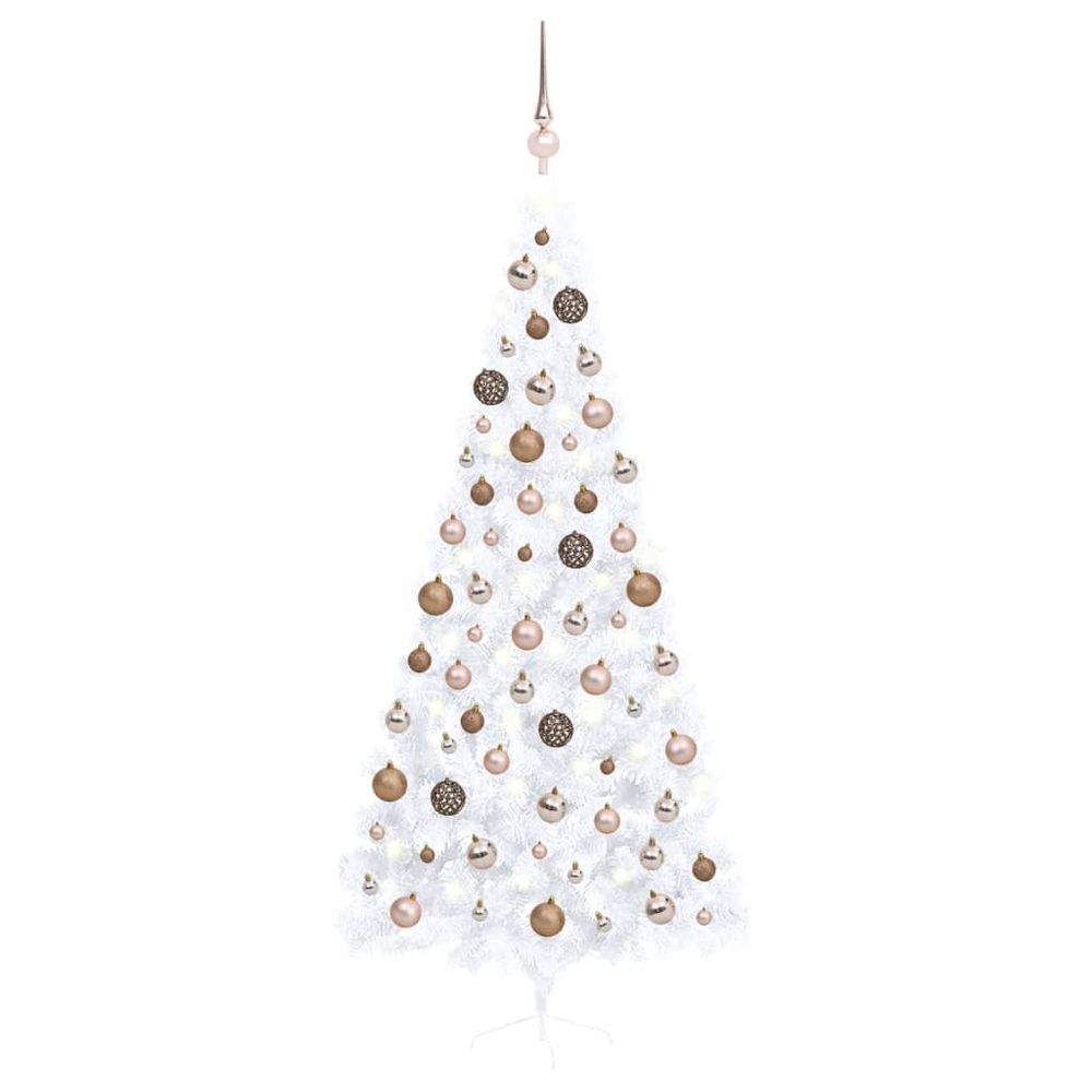 Artificial Half Christmas Tree with LEDs&Ball Set 120 cm to 240cm - anydaydirect