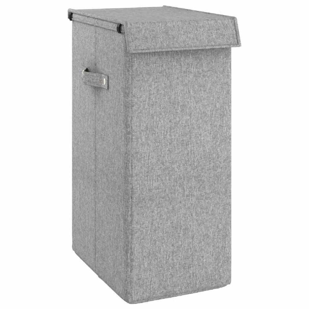 Foldable Laundry Hamper Grey 26x34.5x59.5 cm Faux Linen Fabric - anydaydirect