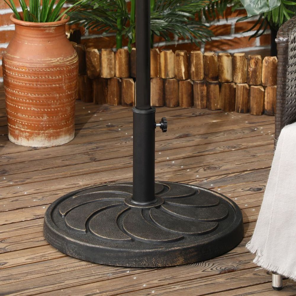 Outsunny 18kg Round Resin Garden Parasol Base for Poles of 38mm-48mm - anydaydirect