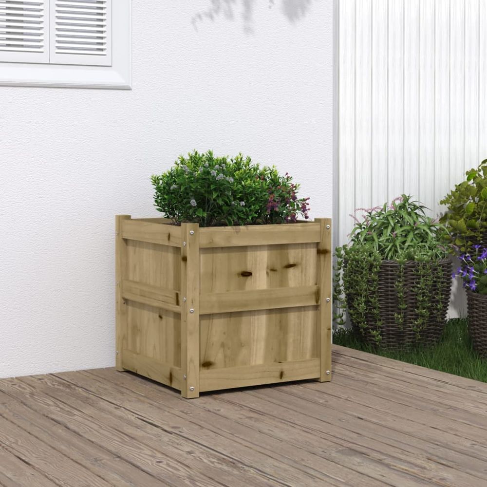 vidaXL Garden Planter 50x50x50 cm Impregnated Wood Pine - anydaydirect