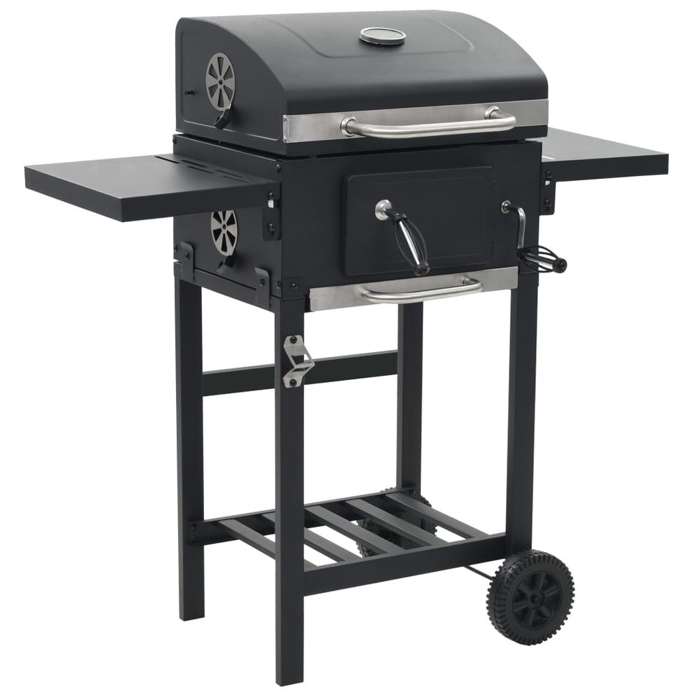 Charcoal-Fueled BBQ Grill with Bottom Shelf Black - anydaydirect