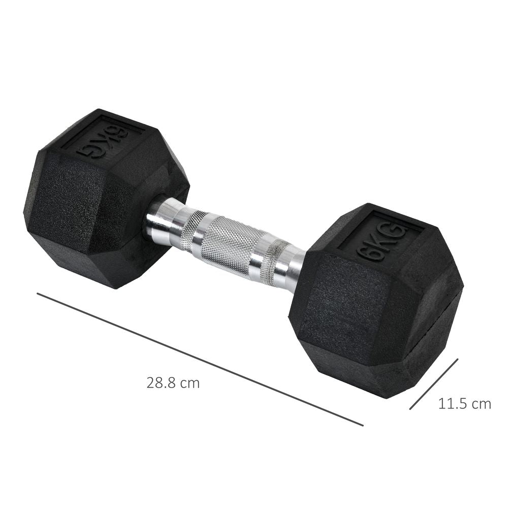 Hexagonal Dumbbells Kit Weight Lifting Exercise for Home Fitness 2x6kg HOMCOM - anydaydirect