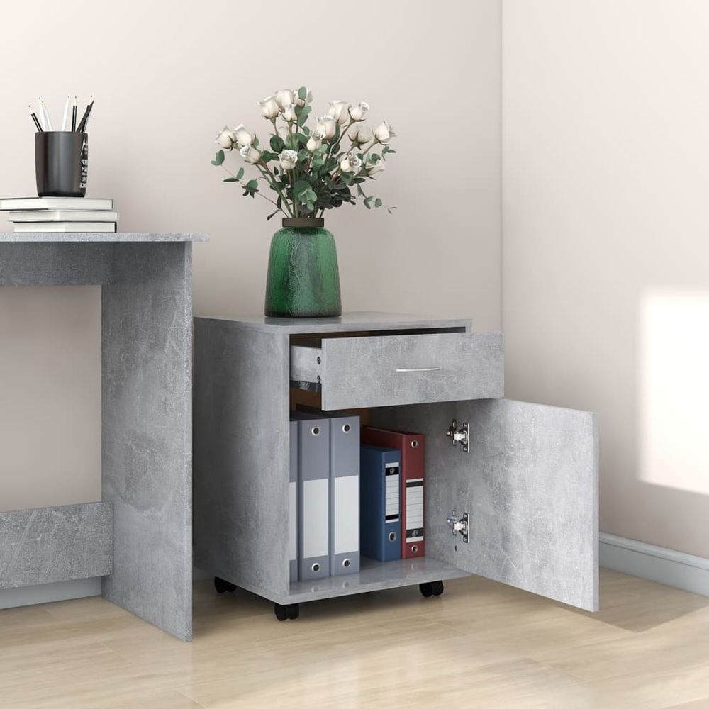 Rolling Cabinet Concrete Grey 45x38x54 cm Engineered Wood - anydaydirect