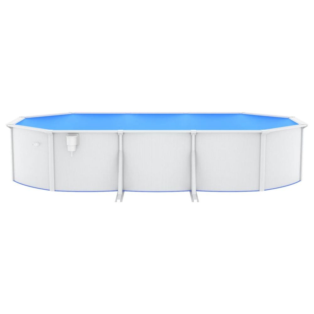 Swimming Pool with Steel Wall Oval 610x360x120 cm White - anydaydirect