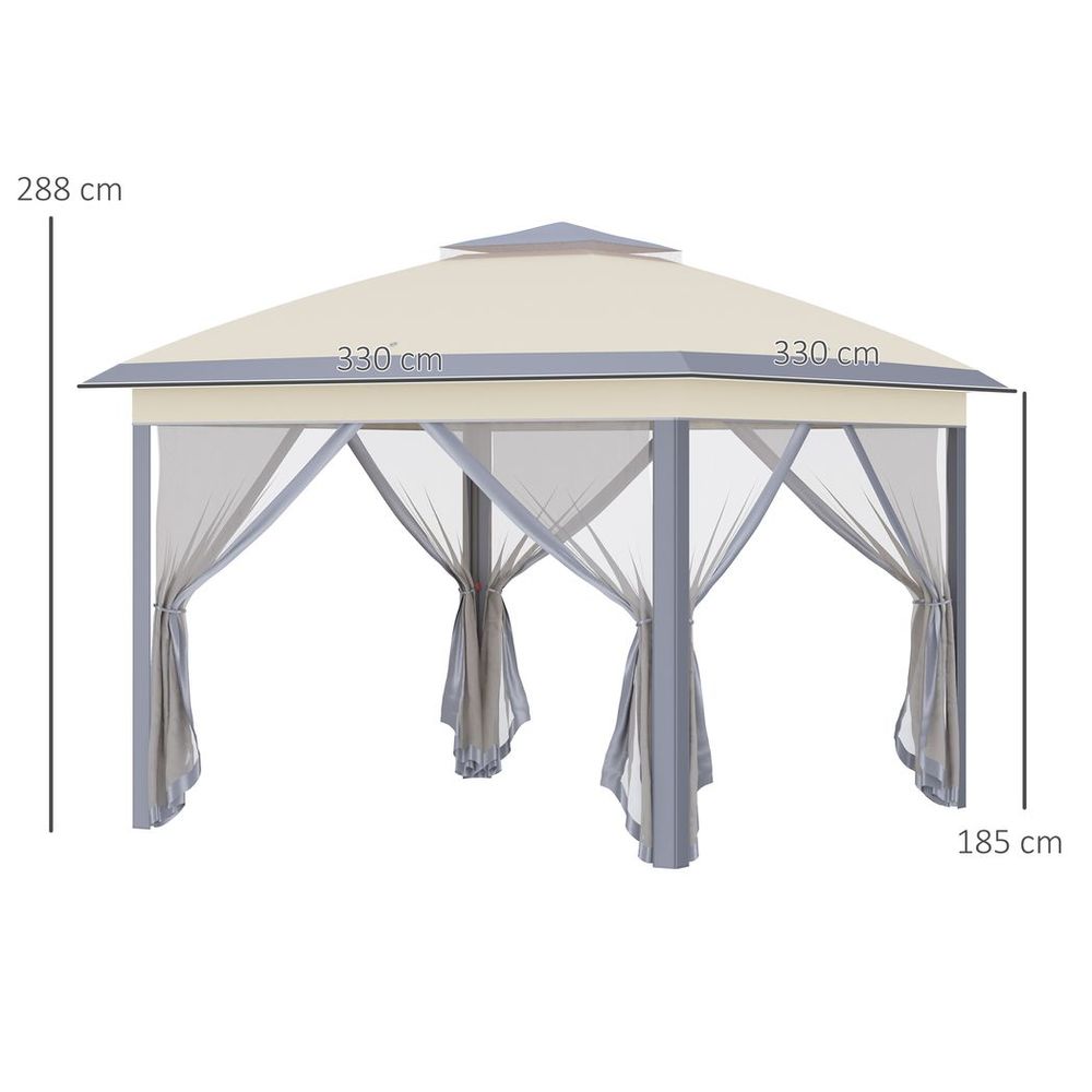 Pop Up Gazebo Height Adjustable Canopy Tent w/ Carrying Bag, Beige - anydaydirect