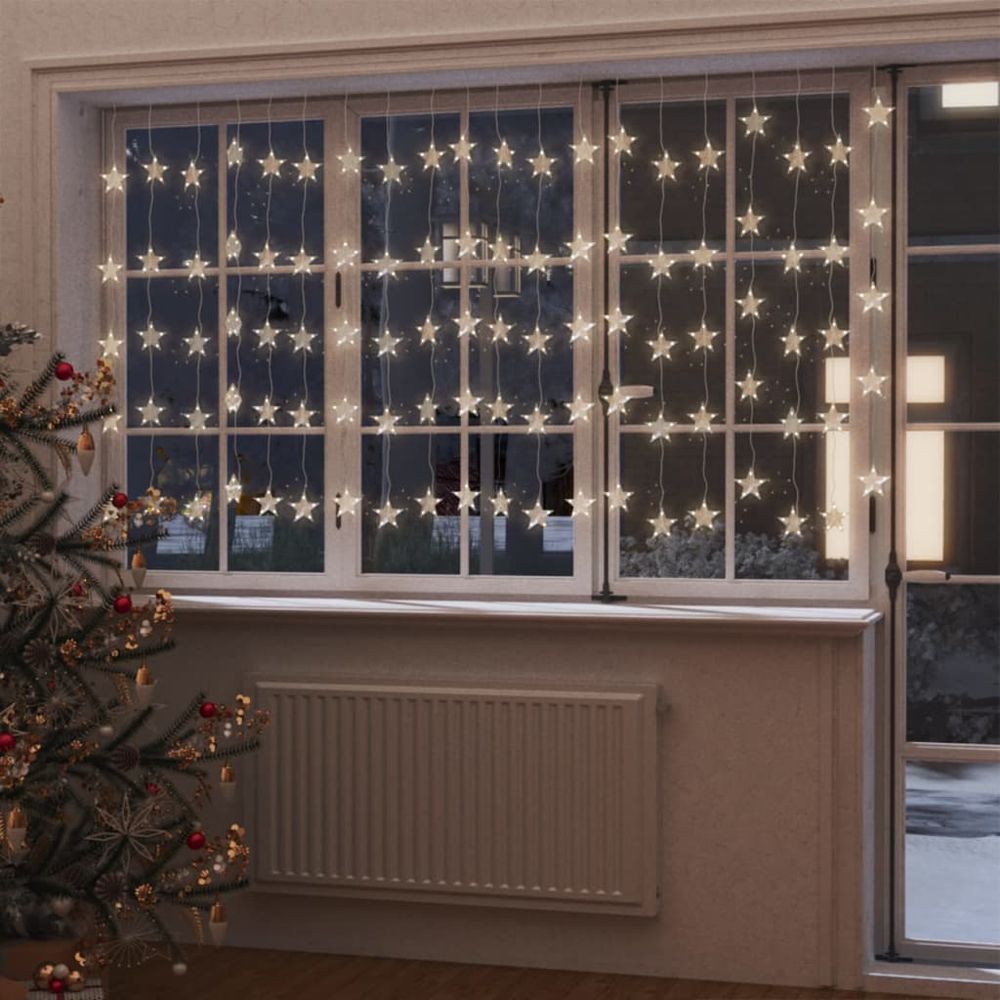 LED Star Curtain Fairy Lights 200 LED Warm White 8 Function - anydaydirect