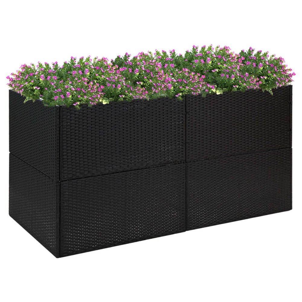 Garden Planter Black 80x80x40 cm Poly Rattan - anydaydirect