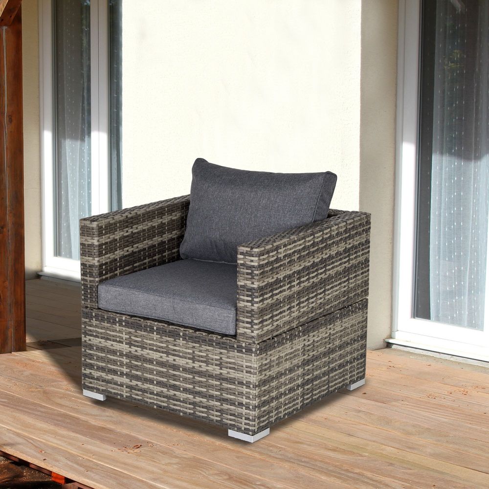 Outdoor Patio Furniture Single Rattan Sofa Chair Padded Cushion - anydaydirect
