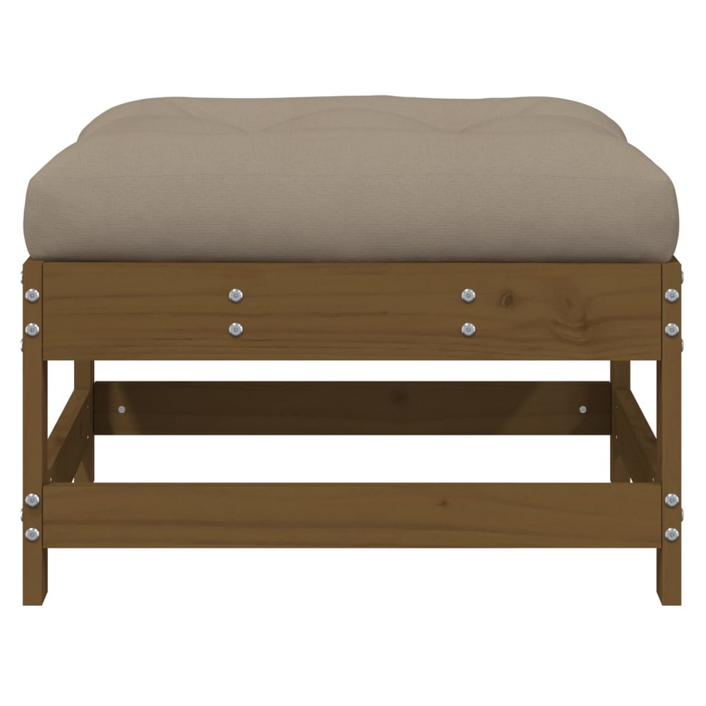 vidaXL Garden Footstools with Cushions 2pcs Honey Brown Solid Wood Pine - anydaydirect