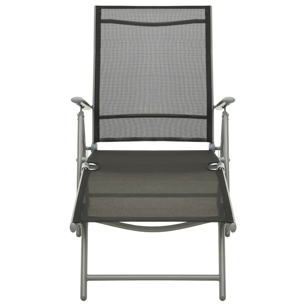 Folding Sun Lounger Textilene and Aluminium Black and Silver - anydaydirect