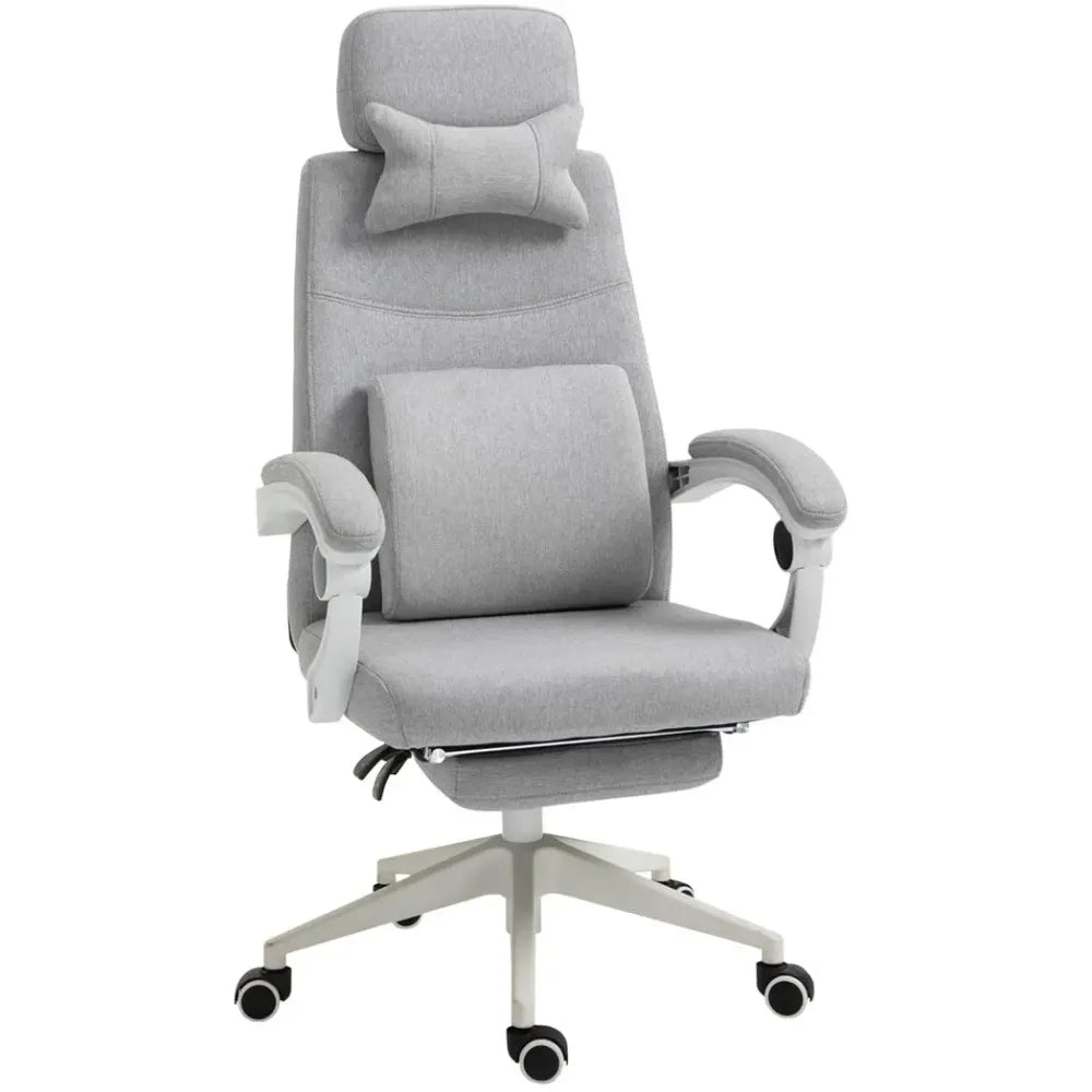 Ergonomic Home Office Chair 360 Swivel with Footrest Height Adjustable Grey - anydaydirect