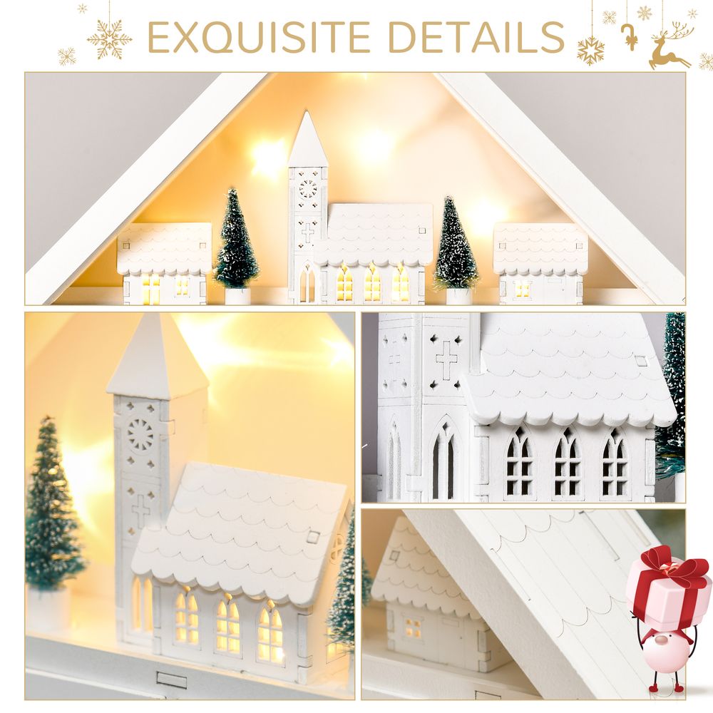 24-Drawer Christmas Advent Calendar Wooden Light-Up Countdown White - anydaydirect