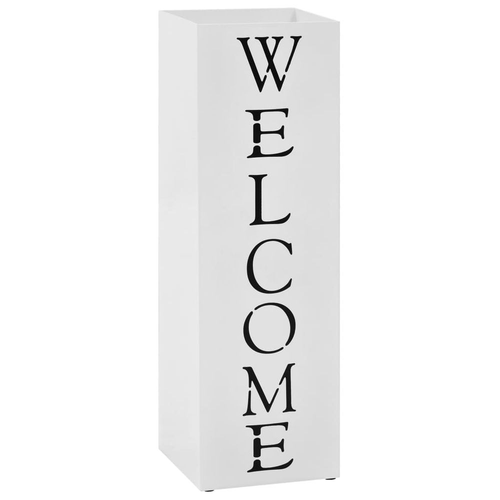 Umbrella Stand Welcome Steel White - anydaydirect