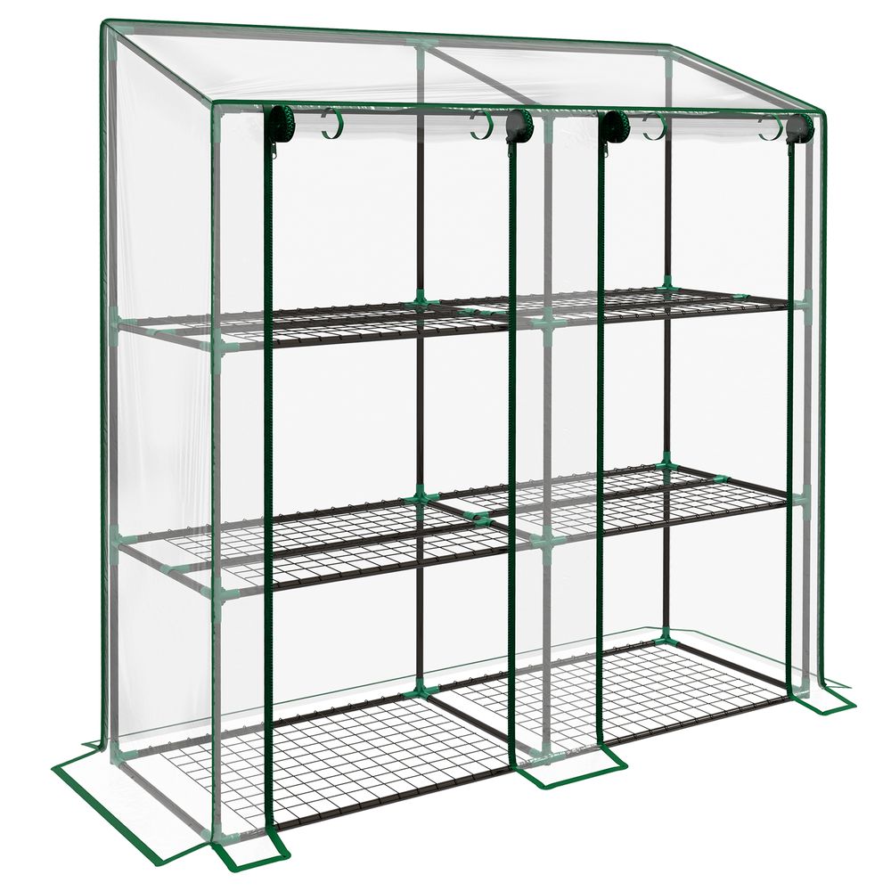 Outsunny Mini Green House with 3 Tier Shelves, 151H x 143W x 46Dcm, Clear - anydaydirect