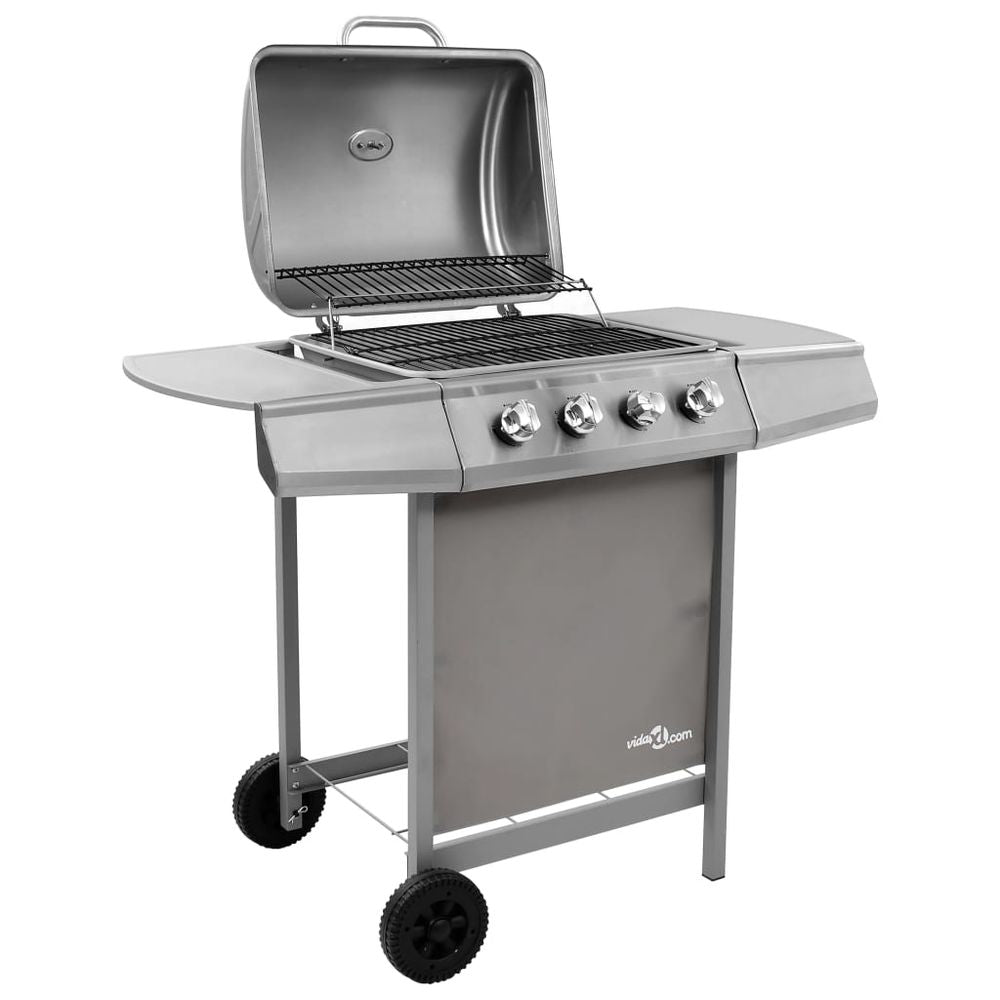 Gas BBQ Grill with 4 Burners Silver - anydaydirect