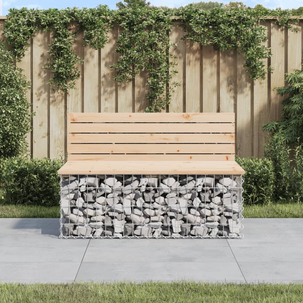 vidaXL Garden Bench Gabion Design 103x70x65 cm Solid Wood Pine - anydaydirect