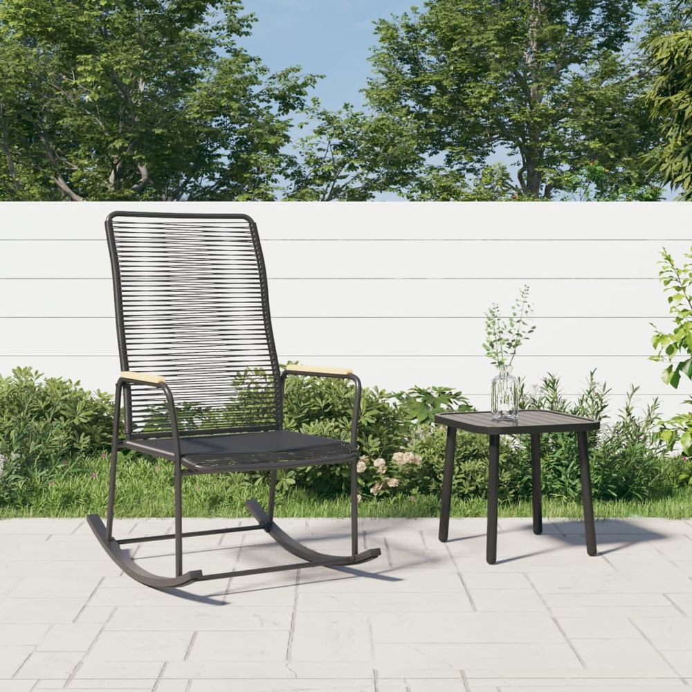Garden Rocking Chair Black 59x79.5x104 cm PVC Rattan - anydaydirect