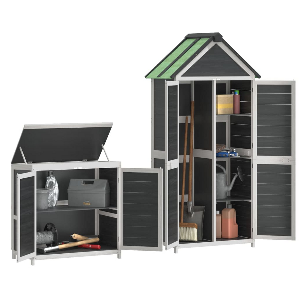 vidaXL 2 Piece Garden Tool Shed Set Brown Solid Wood Pine - anydaydirect