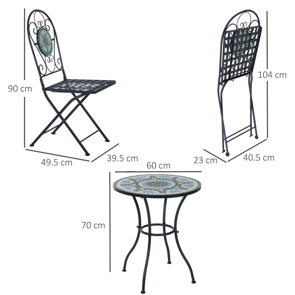 3pc Bistro Set Dining Folding Chairs Patio Furniture Outdoor - anydaydirect