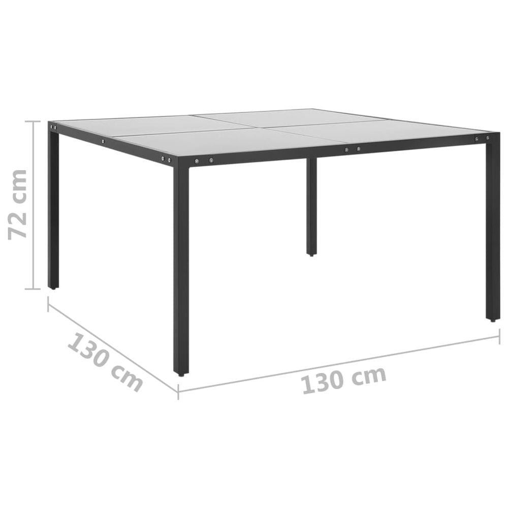 Garden Table Anthracite 130x130x72 cm Steel and Glass - anydaydirect