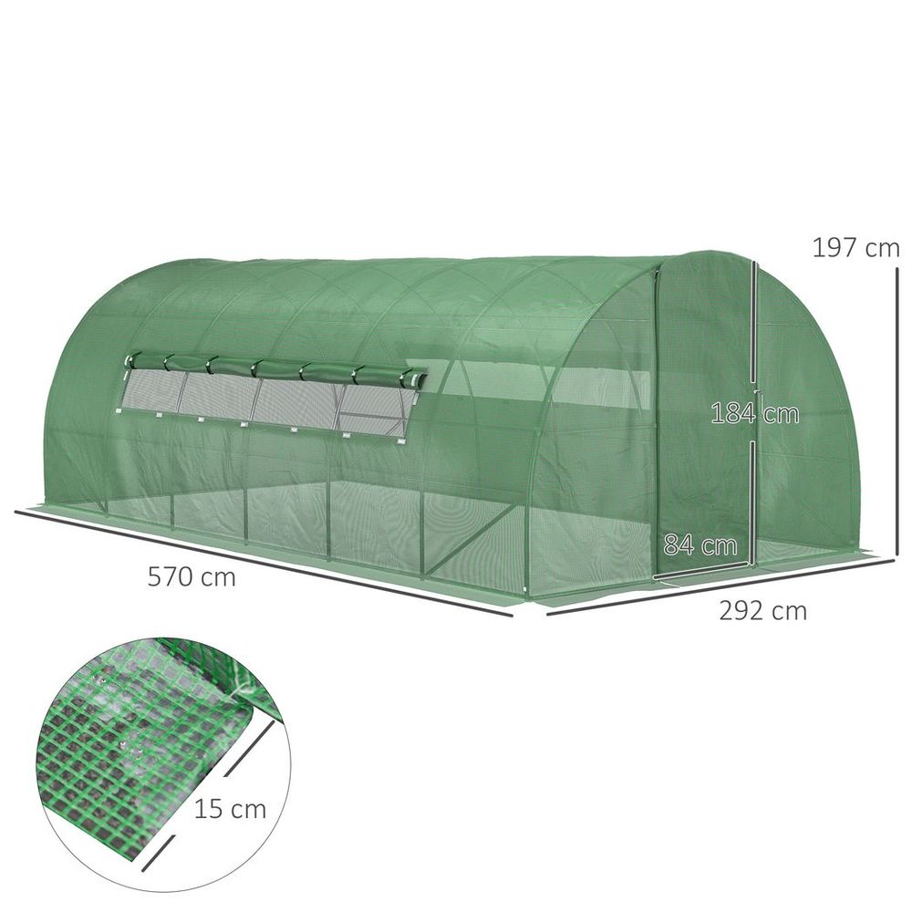 6 x 3M Reinforced Walk-in Polytunnel Garden Greenhouse Steel Frame - anydaydirect