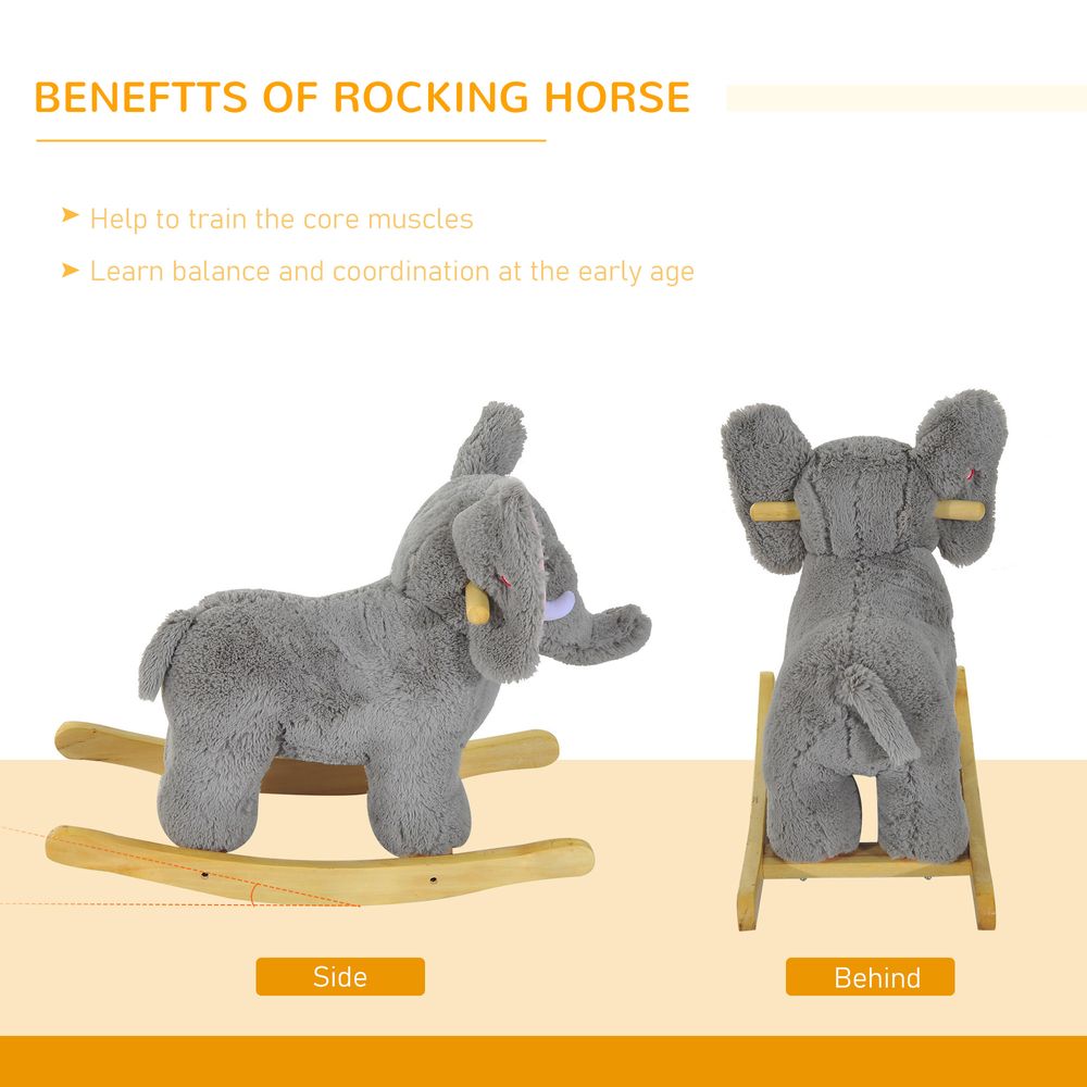 Ride on Elephant Rocker Children Rocking Horse Grey - anydaydirect