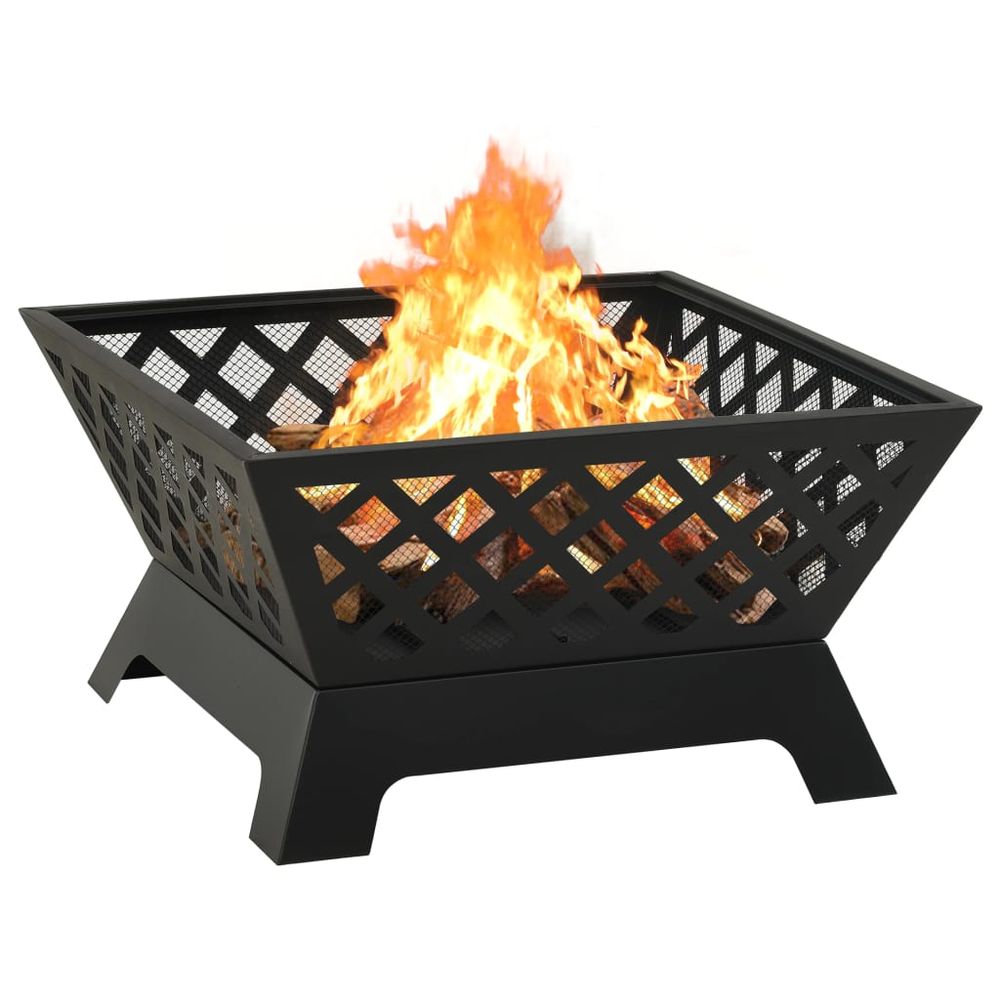 Fire Pit with Poker 64 cm XXL Steel - anydaydirect