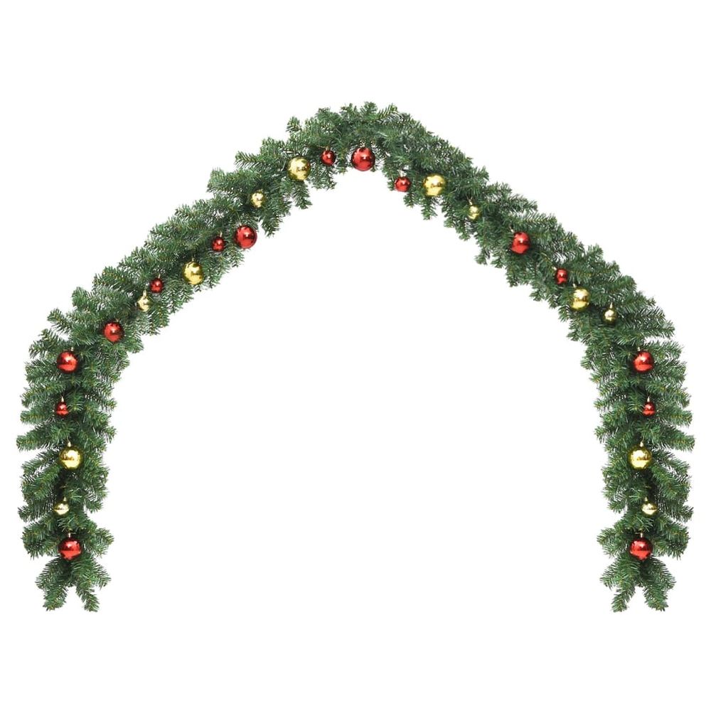 Christmas Garland Decorated with Baubles and LED Lights 5m - 20m - anydaydirect