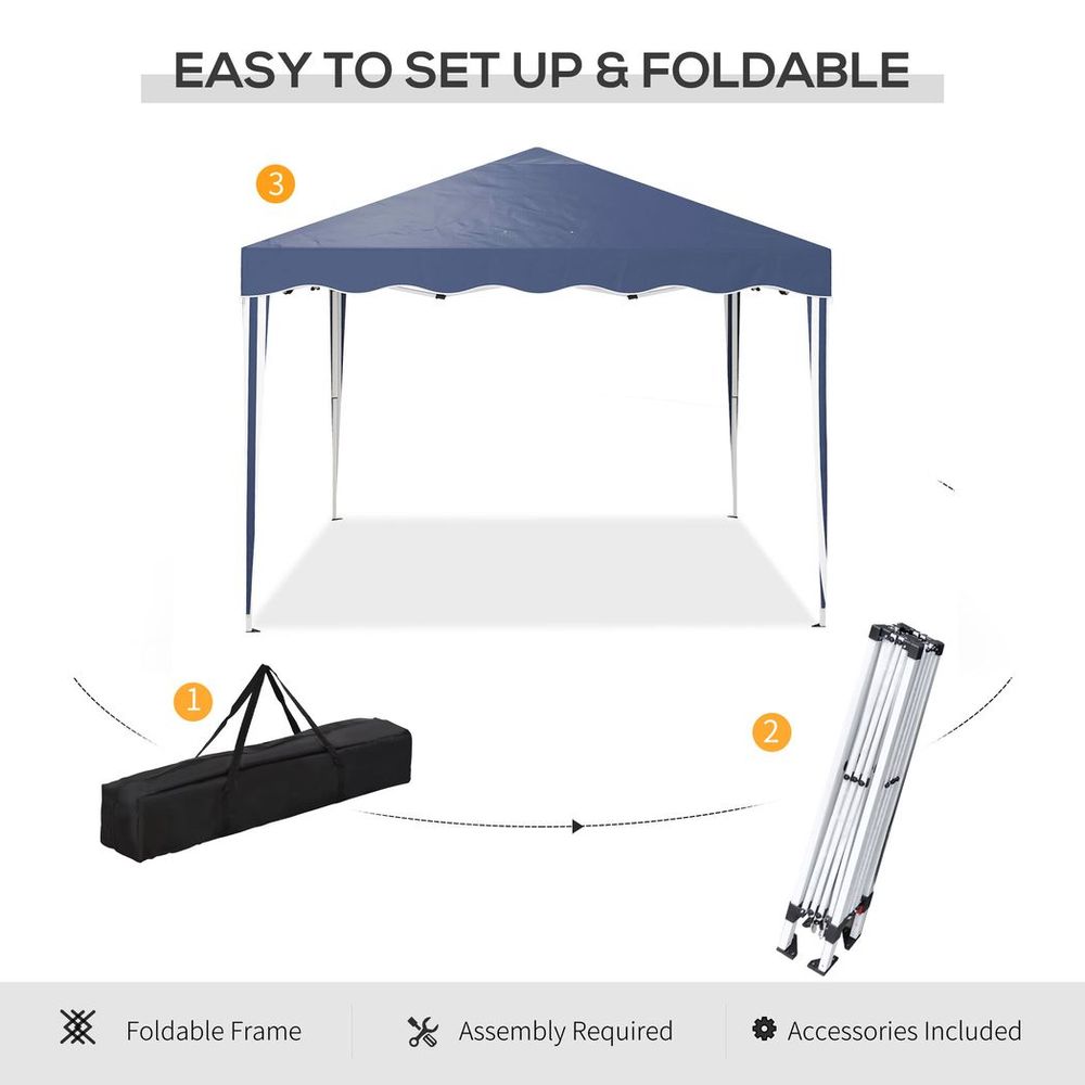 Outsunny 3x3(m) Pop Up Gazebo Marquee Tent for Garden w/ Carry Bag Blue - anydaydirect