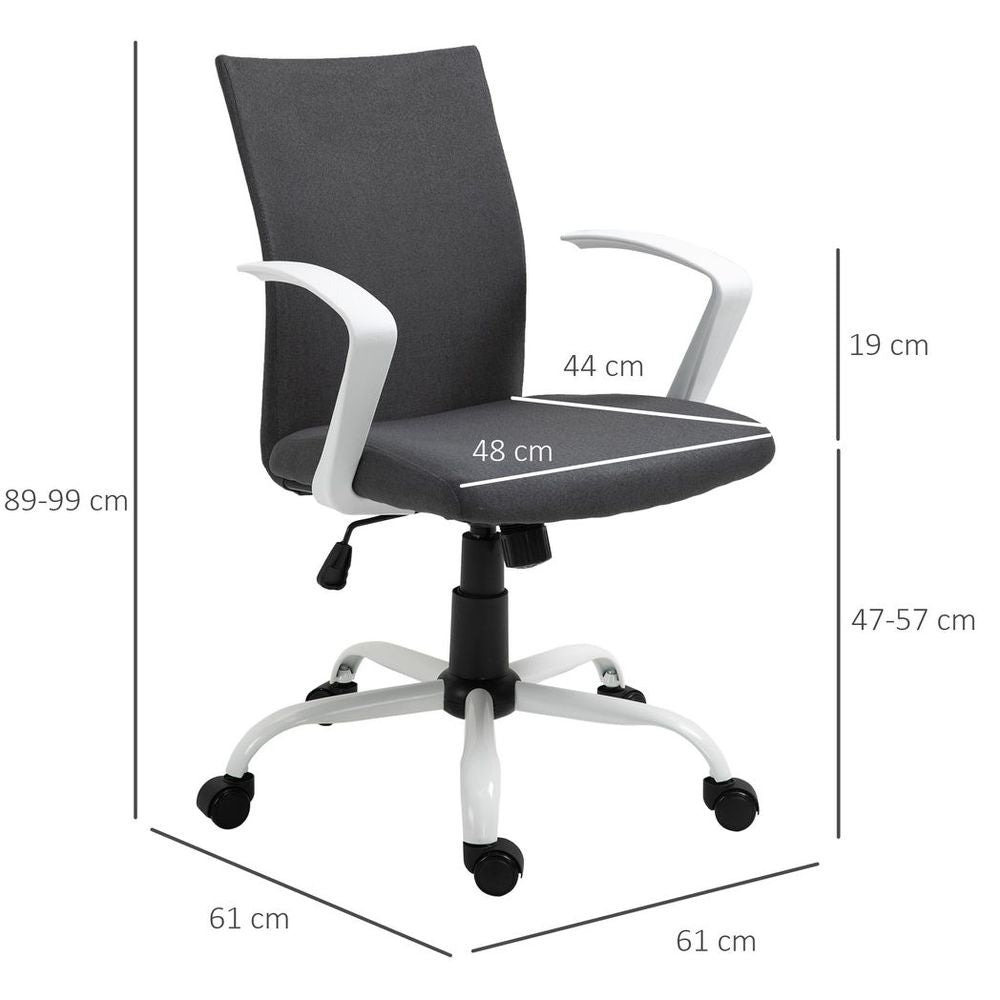 Office Chair Linen Swivel Computer Desk Chair Home Study Task Chair, Dark Grey - anydaydirect