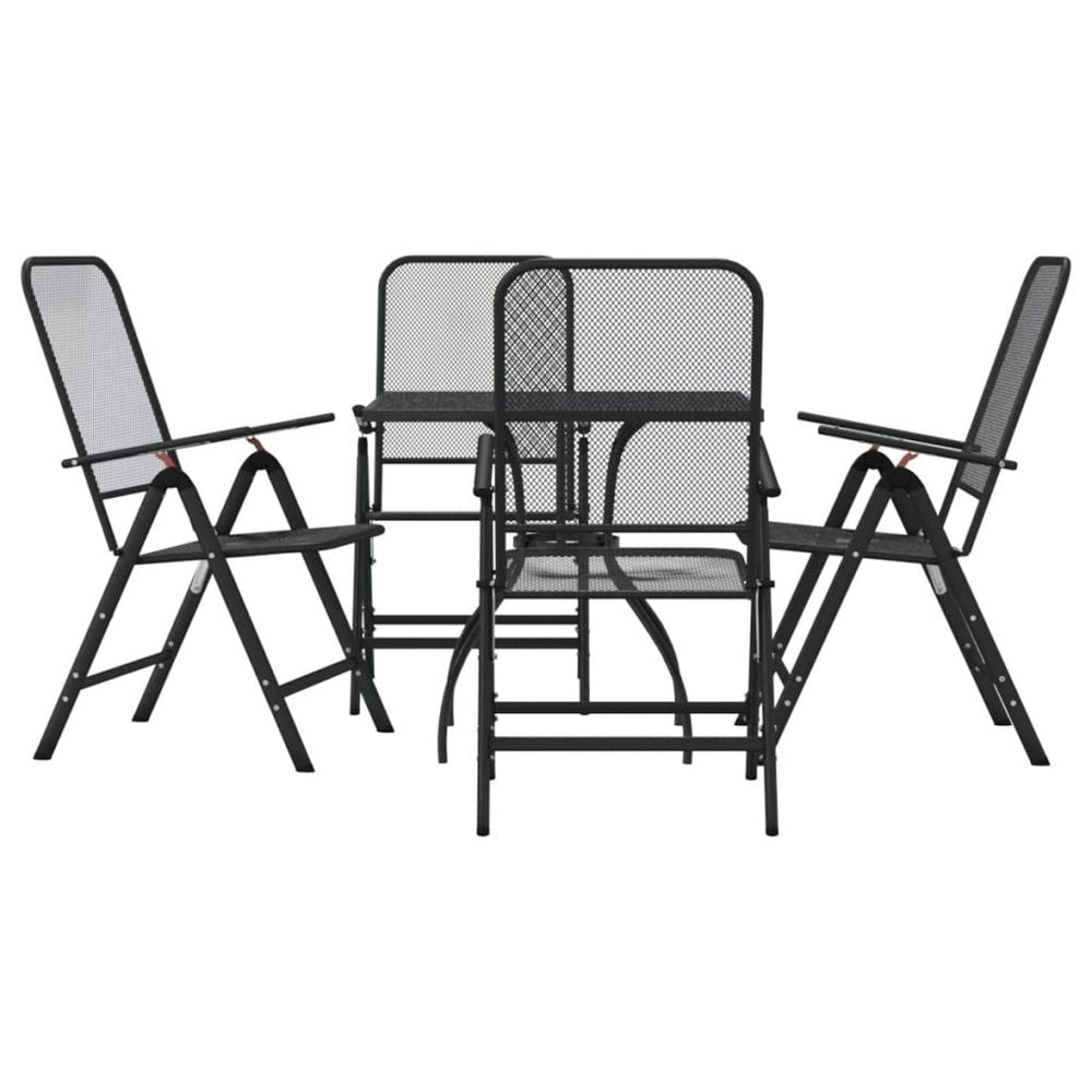 vidaXL 5 Piece Garden Dining Set Anthracite Metal Mesh - anydaydirect