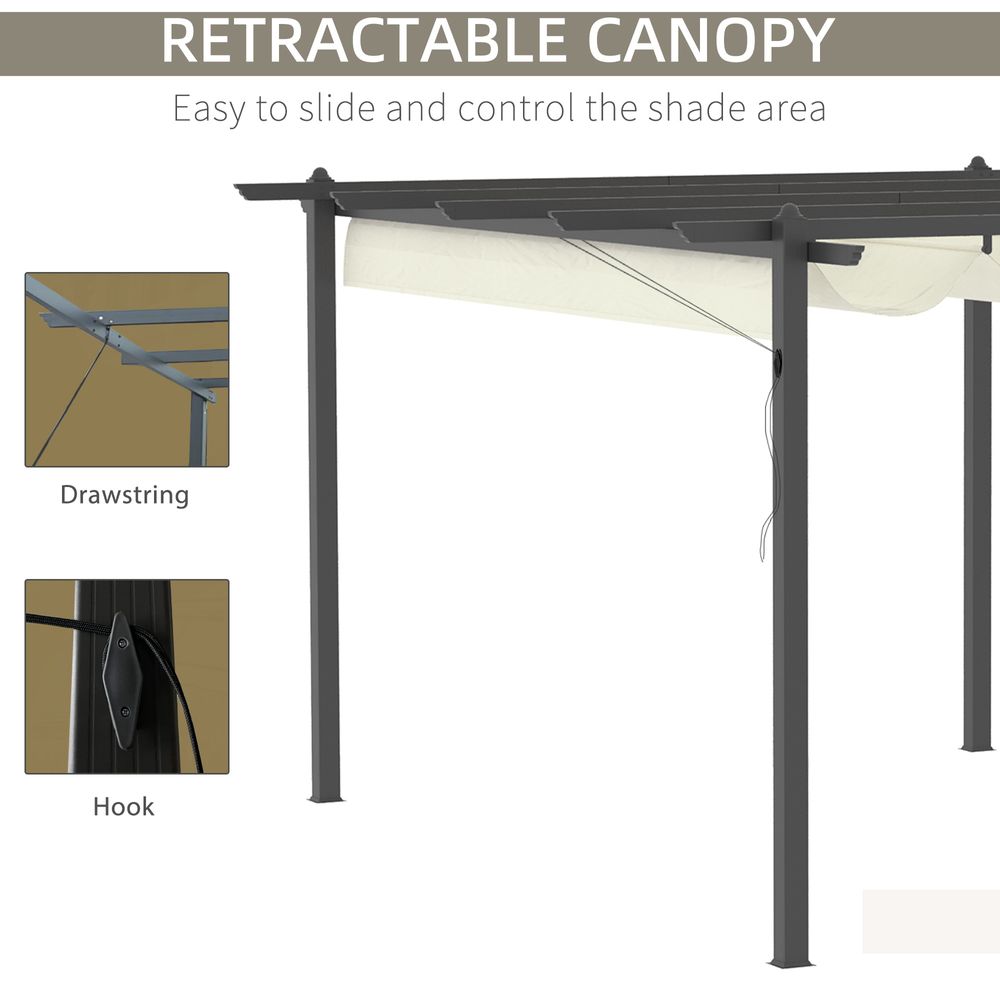 4 x 3m Aluminum Pergola Gazebo Retractable Roof CanopyCream White - anydaydirect