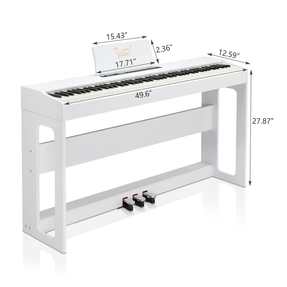 Glarry GDP-104 88 Keys Full Weighted Keyboards Digital Piano with Furniture Stand, Power Adapter, Triple Pedals, Headphone, for All Experience Levels White - anydaydirect
