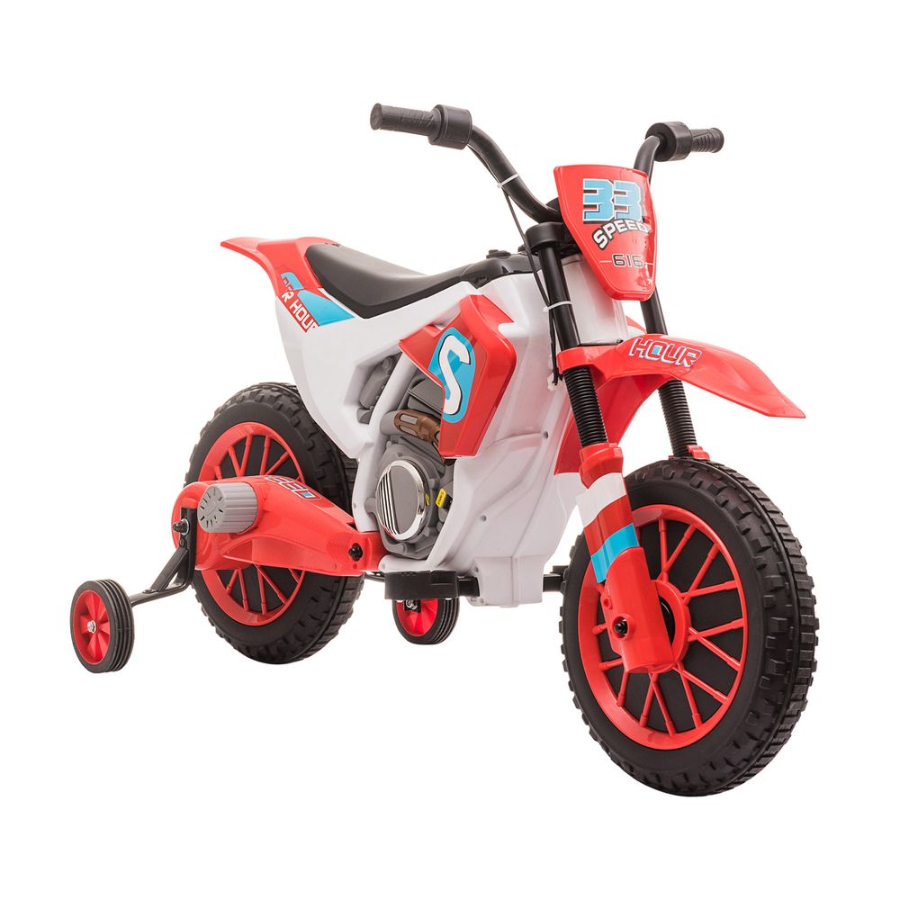Kids Motorbike Electric Ride-On Toy w/ Training Wheels, for 3-5 Years - Red - anydaydirect