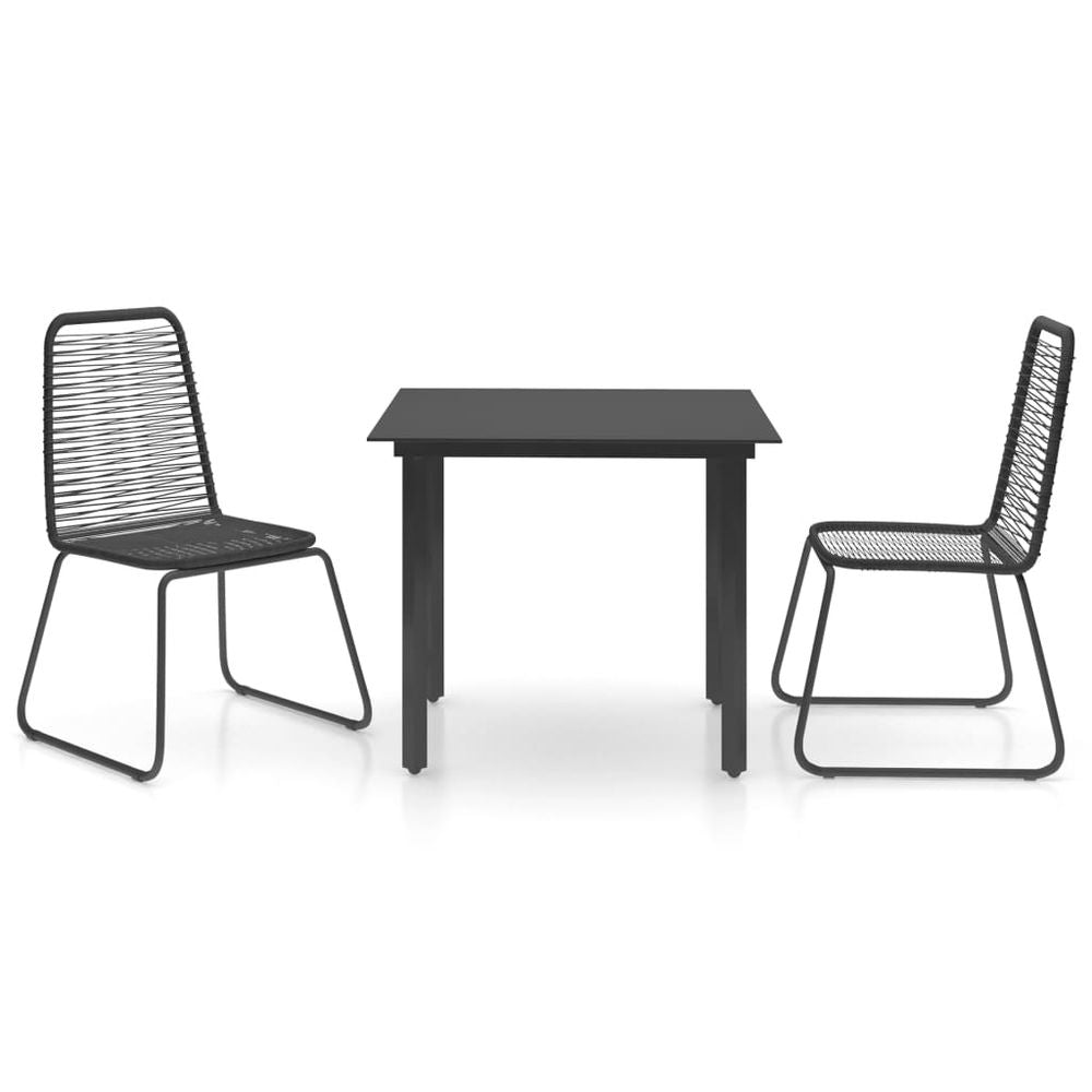 3 Piece Garden Dining Set PVC Rattan Black - anydaydirect