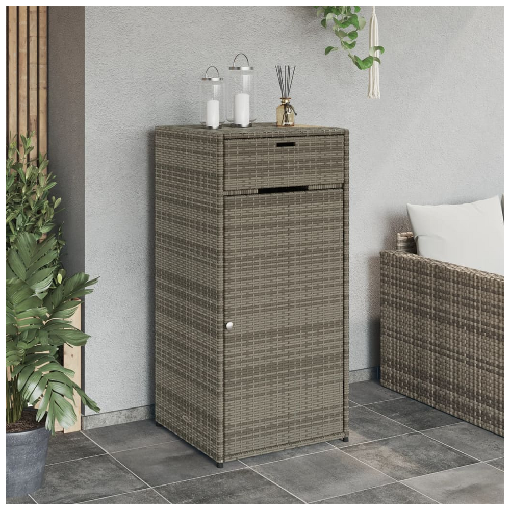 vidaXL Garden Storage Cabinet Grey 55x55x111 cm Poly Rattan - anydaydirect