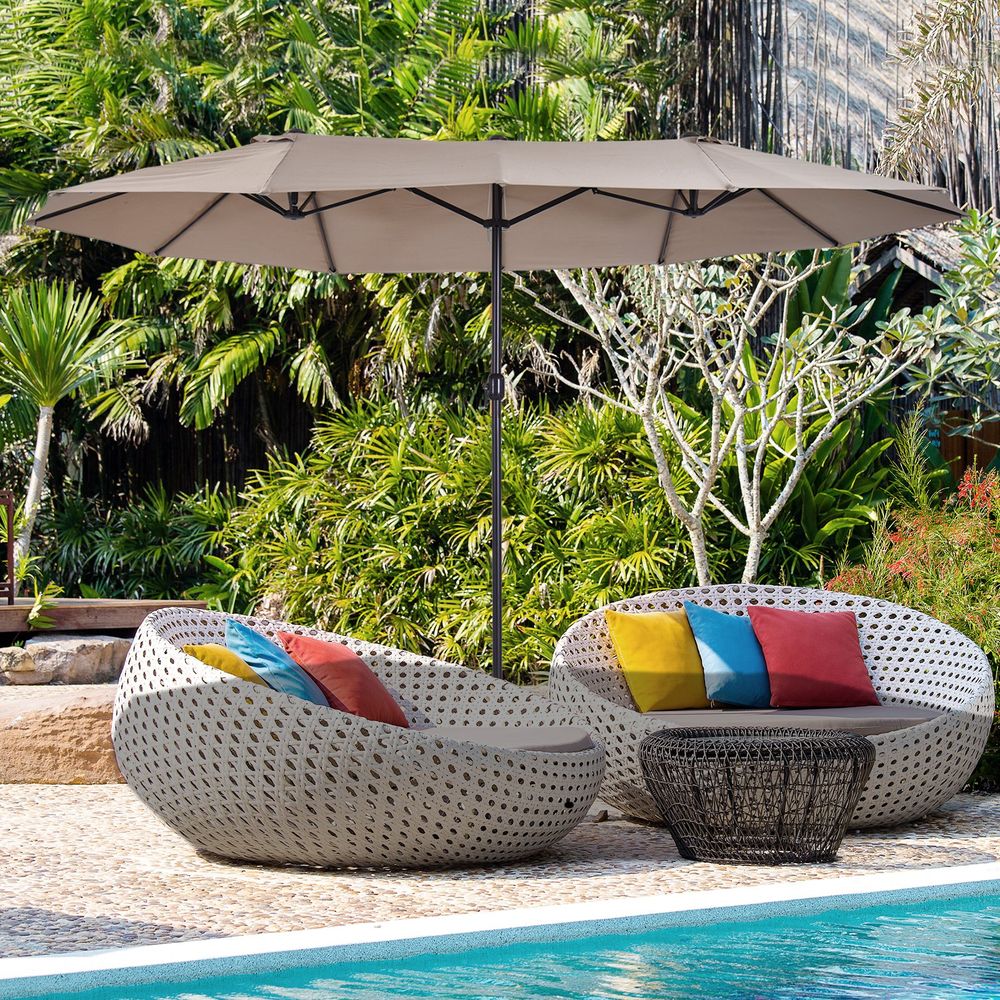 4.6m Double-Sided Patio Parasol Sun Umbrella - anydaydirect