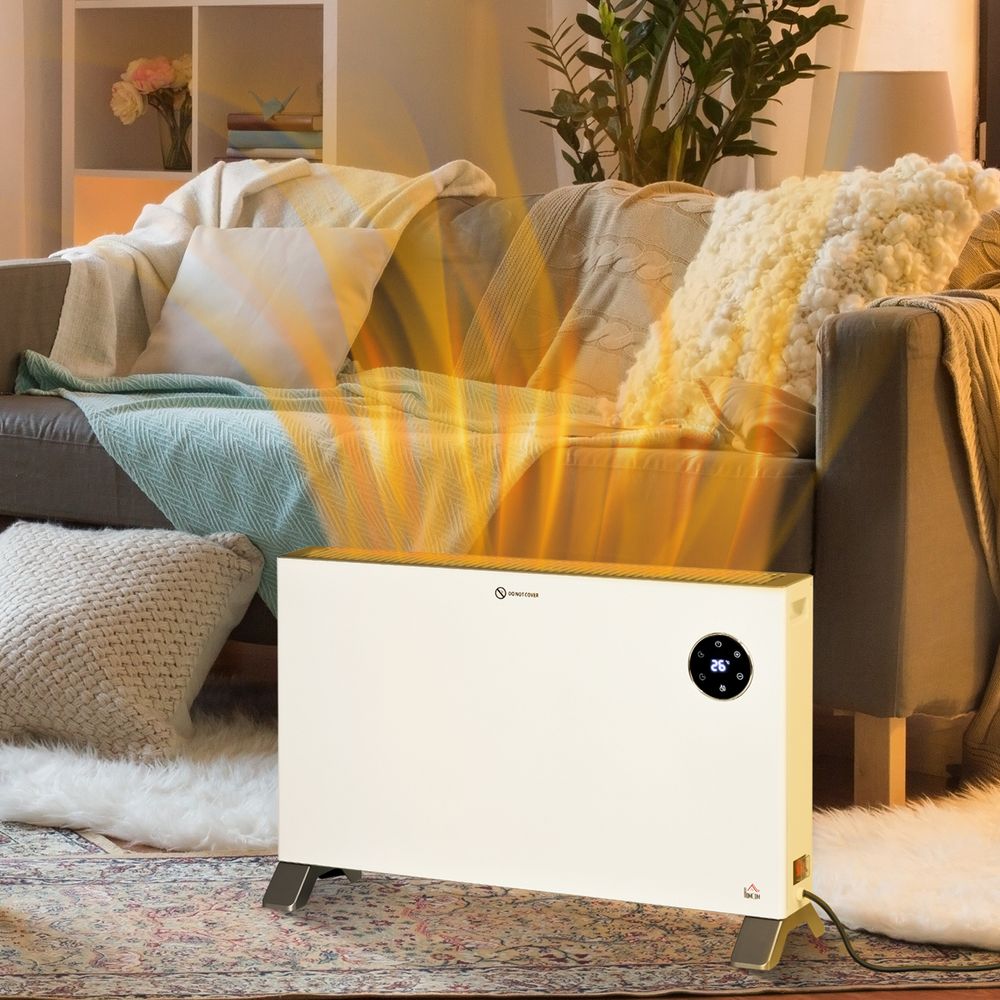 2000W Electric Convector Heater Freestanding Space Heater w/ LED Display White - anydaydirect