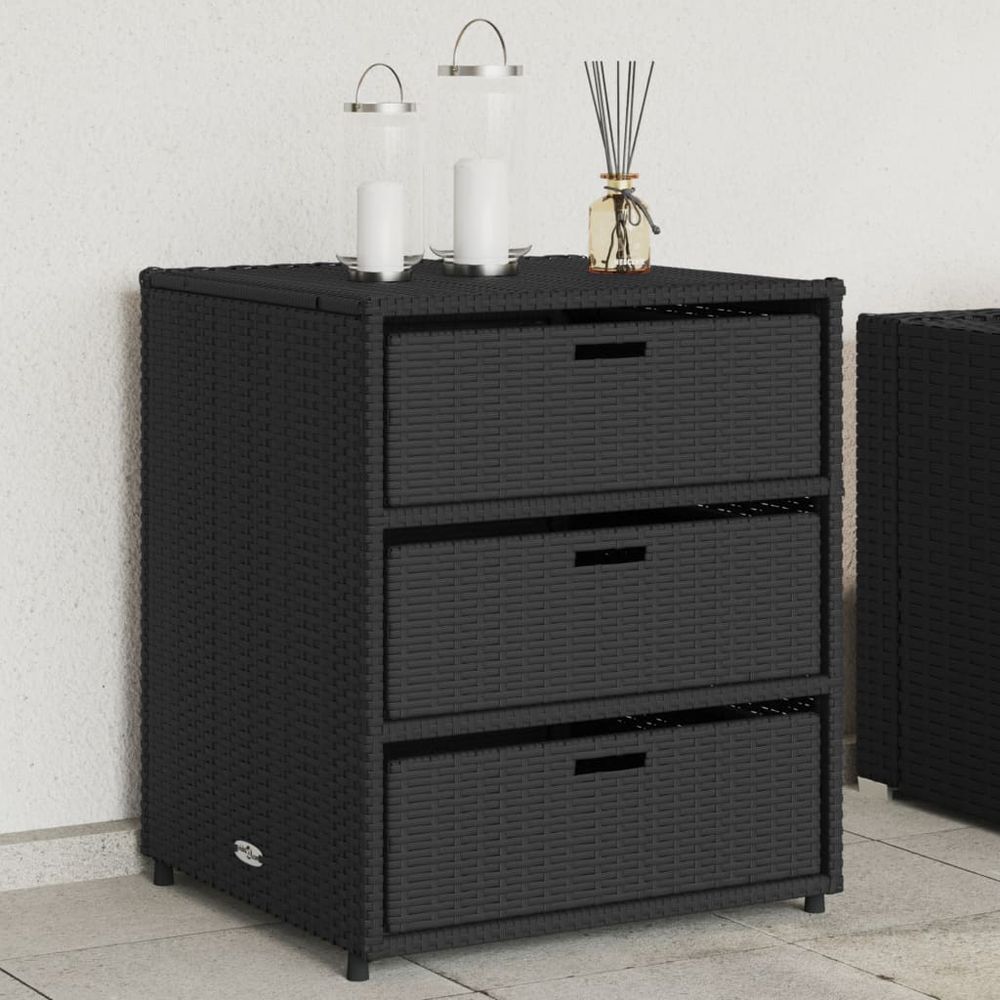 vidaXL Garden Storage Cabinet Black 55x59x69 cm Poly Rattan - anydaydirect