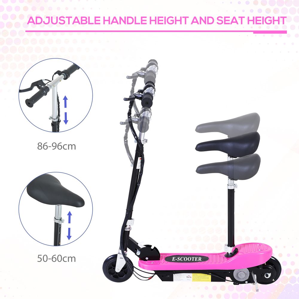 Kids Foldable Electric Powered Scooters 120W Toy Brake Kickstand Pink HOMCOM - anydaydirect